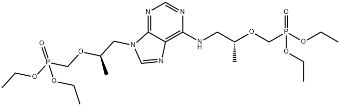 Phosphonic acid, P-[[(1R)-2-[6-[[(2R)-2-[(diethoxyphosphinyl)methoxy]propyl]amino]-9H-purin-9-yl]-1-methylethoxy]methyl]-, diethyl ester 化学構造式