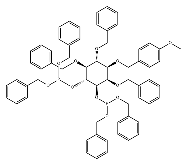 D-myo-Inositol, 1-O-[(4-methoxyphenyl)methyl]-2,5,6-tris-O-(phenylmethyl)-, bis[bis(phenylmethyl) phosphite] (9CI) Structure
