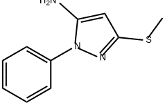 1H-Pyrazol-5-amine, 3-(methylthio)-1-phenyl- 化学構造式