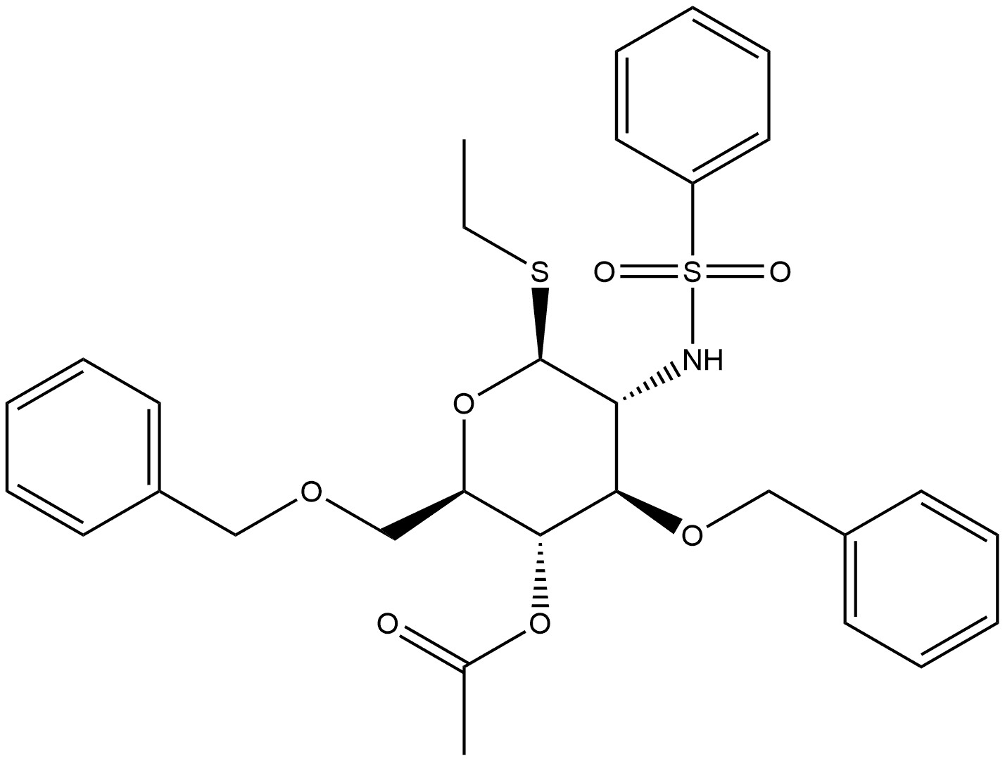 β-D-Glucopyranoside, ethyl 2-deoxy-3,6-bis-O-(phenylmethyl)-2-[(phenylsulfonyl)amino]-1-thio-, 4-acetate