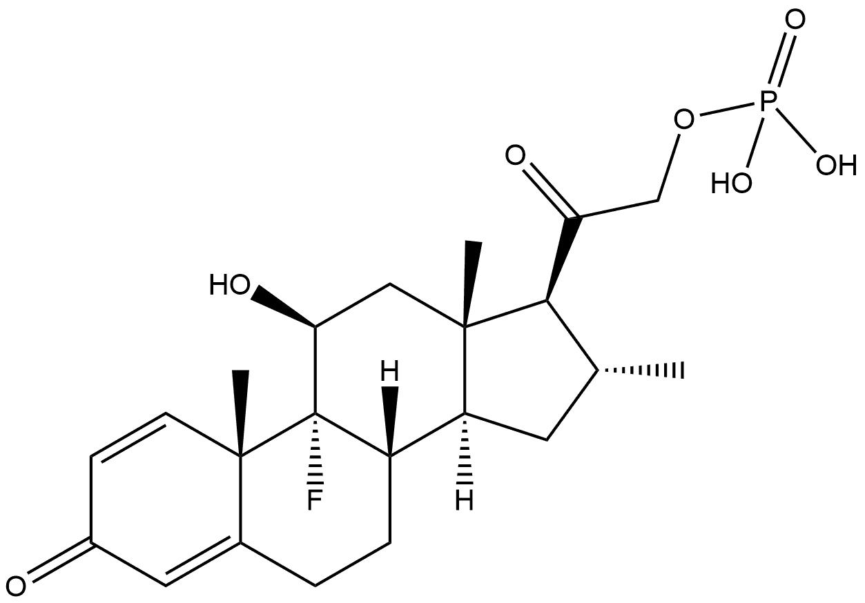 Pregna-1,4-diene-3,20-dione, 9-fluoro-11-hydroxy-16-methyl-21-(phosphonooxy)-, (11β,16α)- (9CI) Structure