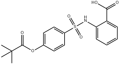 Benzoic acid, 2-[[[4-(2,2-dimethyl-1-oxopropoxy)phenyl]sulfonyl]amino]- 结构式