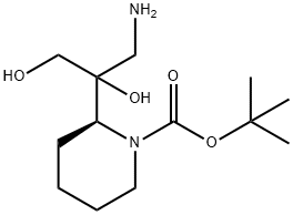 1-Piperidinecarboxylic acid, 2-[2-amino-1-hydroxy-1-(hydroxymethyl)ethyl]-, 1,1-dimethylethyl ester, (2S)- 结构式