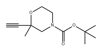 4-Morpholinecarboxylic acid, 2-ethynyl-2-methyl-, 1,1-dimethylethyl ester Struktur