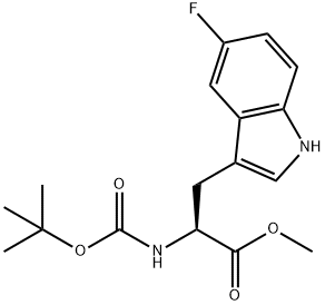 (S)-Methyl 2-((tert-butoxycarbonyl)amino)-3-(5-fluoro-1H-indol-3-yl)propanoate 结构式