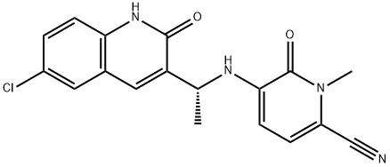 5-[[((1R)-1-(6-氯-2-氧代-1H-喹啉-3-基)乙基]氨基] -1-甲基-6-氧代吡啶-2-腈, 1887014-14-3, 结构式