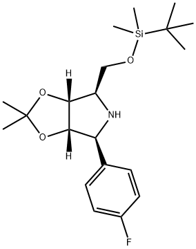 4H-1,3-Dioxolo4,5-cpyrrole, 4-(1,1-dimethylethyl)dimethylsilyloxymethyl-6-(4-fluorophenyl)tetrahydro-2,2-dimethyl-, (3aR,4R,6S,6aS)- 结构式