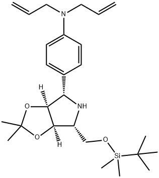 Benzenamine, 4-(3aS,4S,6R,6aR)-6-(1,1-dimethylethyl)dimethylsilyloxymethyltetrahydro-2,2-dimethyl-4H-1,3-dioxolo4,5-cpyrrol-4-yl-N,N-di-2-propenyl- Struktur