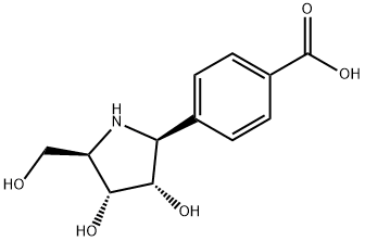 Benzoic acid, 4-(2S,3S,4R,5R)-3,4-dihydroxy-5-(hydroxymethyl)-2-pyrrolidinyl-,188745-02-0,结构式