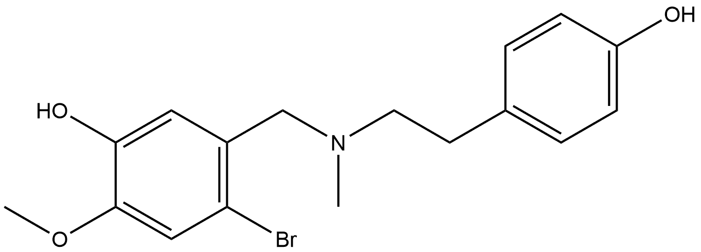 Phenol, 4-bromo-5-[[[2-(4-hydroxyphenyl)ethyl]methylamino]methyl]-2-methoxy- Structure