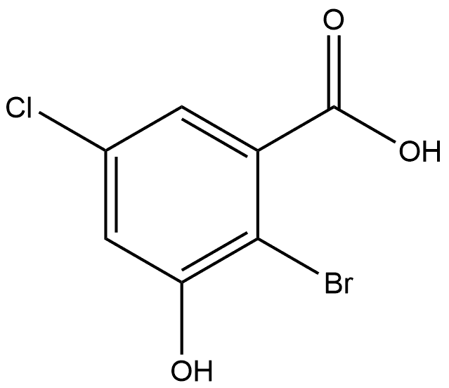 2-bromo-5-chloro-3-hydroxybenzoic acid Struktur