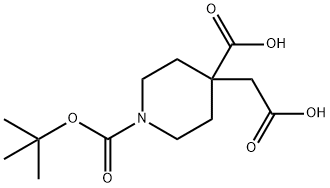 1,4-Piperidinedicarboxylic acid, 4-(carboxymethyl)-, 1-(1,1-dimethylethyl) ester Structure
