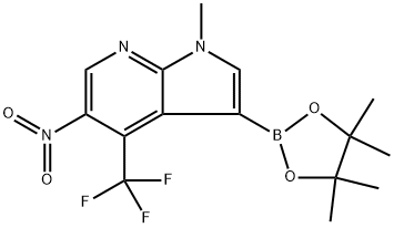 1-methyl-5-nitro-3-(4,4,5,5-tetramethyl-1,3l2-dioxaborolan-2-yl)-4-(trifluoromethyl)-1H-pyrrolo[2,3- bjpyridine Structure