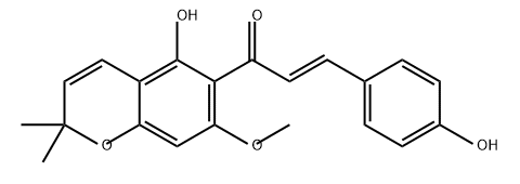 2-Propen-1-one, 1-(5-hydroxy-7-methoxy-2,2-dimethyl-2H-1-benzopyran-6-yl)-3-(4-hydroxyphenyl)-, (2E)- 化学構造式