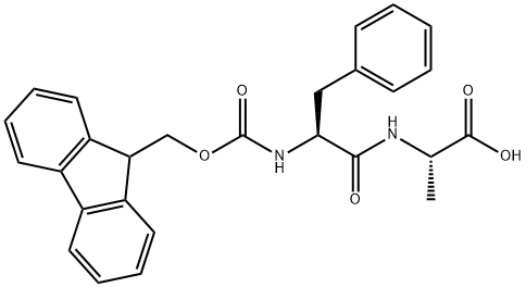 (S)-2-((S)-2-((((9H-Fluoren-9-yl)methoxy)carbonyl)amino)-3-phenylpropanamido)propanoic acid Structure