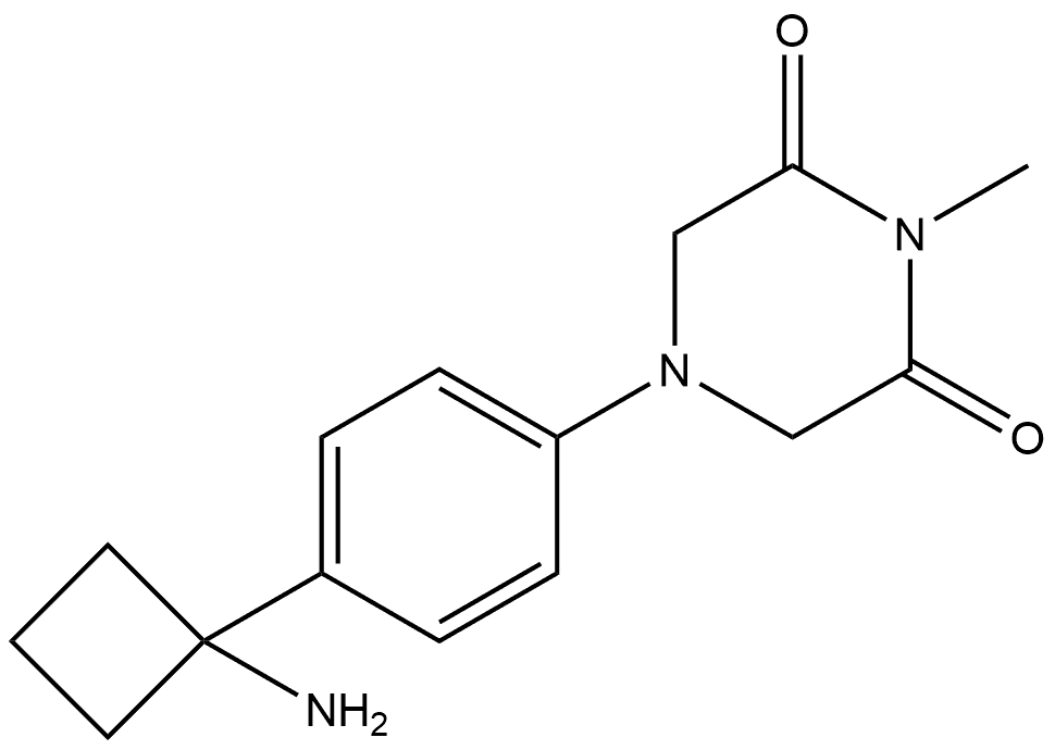 4-4-(1-Aminocyclobutyl)phenyl-1-methyl-2,6-piperazinedione Structure