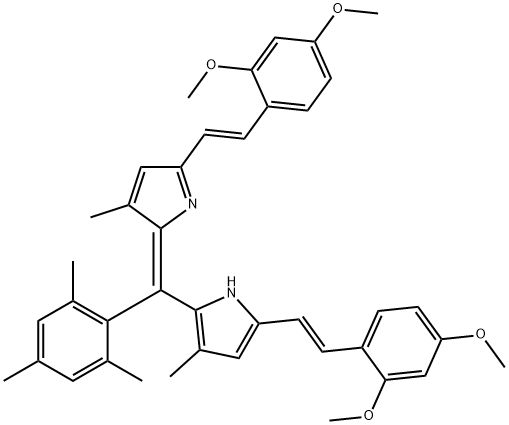 1H-Pyrrole, 5-[(1E)-2-(2,4-dimethoxyphenyl)ethenyl]-2-[(Z)-[5-[(1E)-2-(2,4-dimethoxyphenyl)ethenyl]-3-methyl-2H-pyrrol-2-ylidene](2,4,6-trimethylphenyl)methyl]-3-methyl-,1898187-82-0,结构式