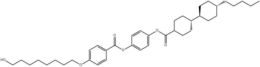 Benzoic acid, 4-[(8-hydroxyoctyl)oxy]-, 4-[[[(trans,trans)-4'-pentyl[1,1'-bicyclohexyl]-4-yl]carbonyl]oxy]phenyl ester Struktur
