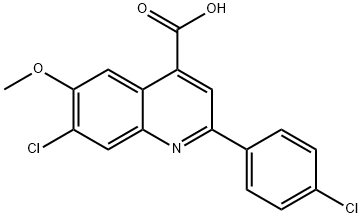 7-Chloro-2-(4-chlorophenyl)-6-methoxyquinoline-4-carboxylic acid Struktur