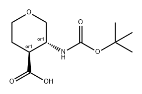反式-3-((叔丁氧羰基)氨基)四氢-2H-吡喃-4-羧酸,1903429-91-3,结构式