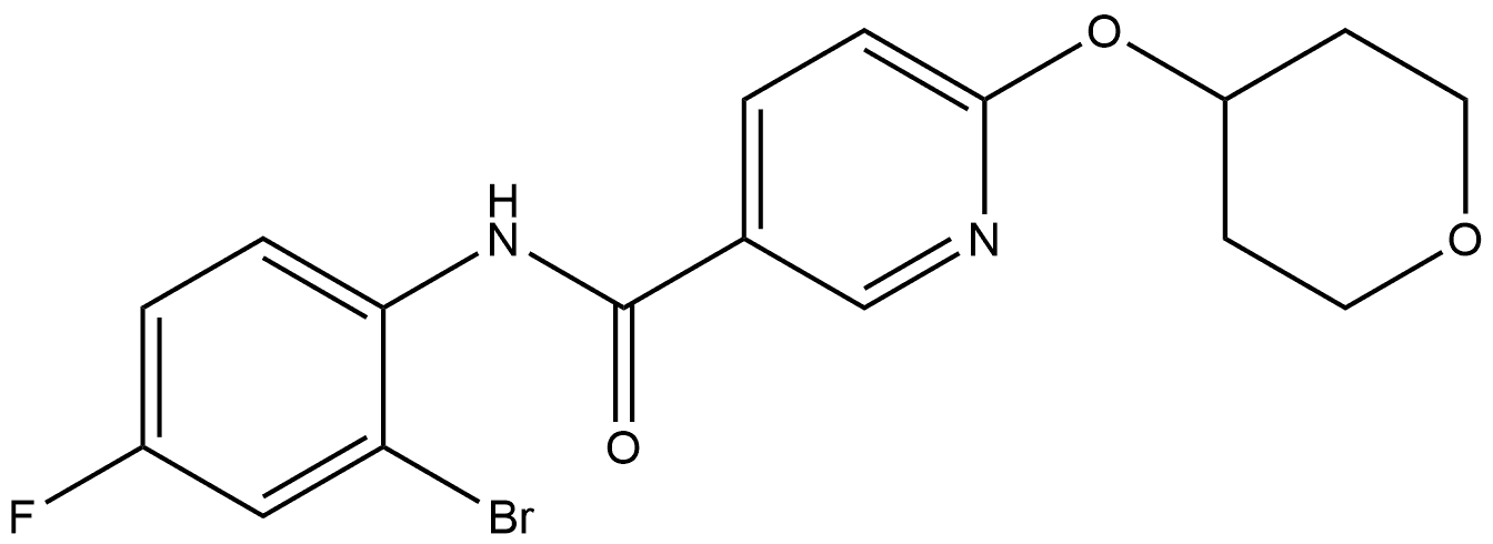 N-(2-Bromo-4-fluorophenyl)-6-[(tetrahydro-2H-pyran-4-yl)oxy]-3-pyridinecarbox... 结构式