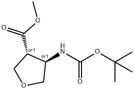 trans-4-tert-Butoxycarbonylamino-tetrahydro-furan-3-carboxylic acid methyl ester Struktur