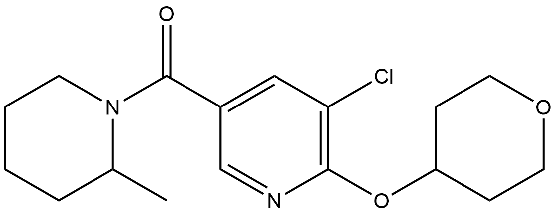 5-Chloro-6-[(tetrahydro-2H-pyran-4-yl)oxy]-3-pyridinyl](2-methyl-1-piperidin... Structure