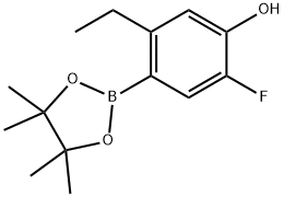 5-乙基-2-氟-4-(4,4,5,5-四甲基-1,3,2-二氧硼杂环戊烷-2-基)苯酚, 1905413-47-9, 结构式