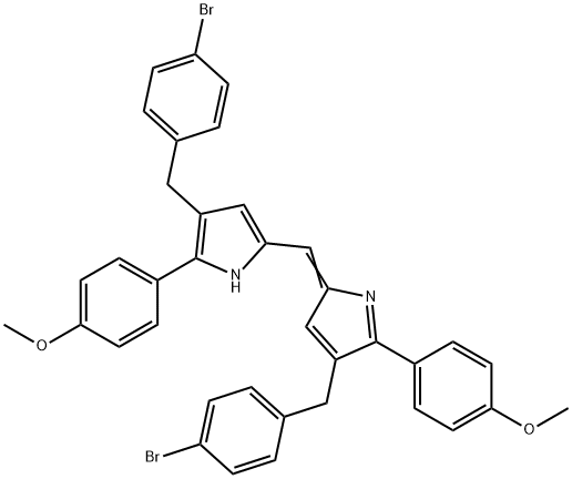 1H-Pyrrole, 3-[(4-bromophenyl)methyl]-5-[[4-[(4-bromophenyl)methyl]-5-(4-methoxyphenyl)-2H-pyrrol-2-ylidene]methyl]-2-(4-methoxyphenyl)-,1908481-25-3,结构式