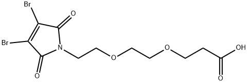 Propanoic acid, 3-[2-[2-(3,4-dibromo-2,5-dihydro-2,5-dioxo-1H-pyrrol-1-yl)ethoxy]ethoxy]- Struktur