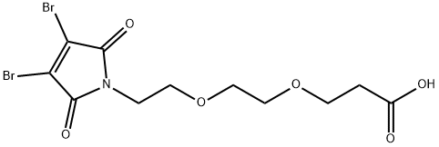 Propanoic acid, 3-[2-[2-(3,4-dibromo-2,5-dihydro-2,5-dioxo-1H-pyrrol-1-yl)ethoxy]ethoxy]- 化学構造式