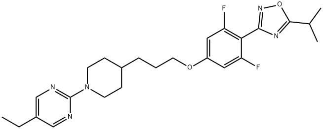 2-[4-[3-[3,5-Difluoro-4-[5-(1-methylethyl)-1,2,4-oxadiazol-3-yl]phenoxy]propyl]-1-piperidinyl]-5-ethylpyrimidine,1914136-10-9,结构式