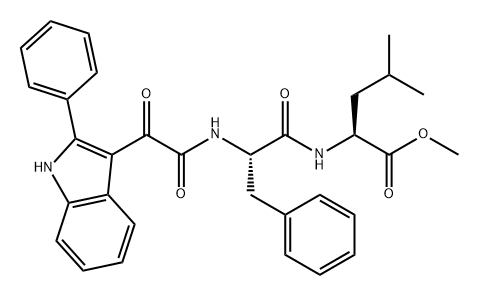 L-Leucine, N-[2-oxo-2-(2-phenyl-1H-indol-3-yl)acetyl]-L-phenylalanyl-, methyl ester Structure