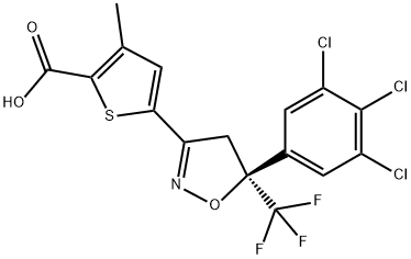 2-Thiophenecarboxylic acid, 5-[(5S)-4,5-dihydro-5-(3,4,5-trichlorophenyl)-5-(trifluoromethyl)-3-isoxazolyl]-3-methyl-,1918956-01-0,结构式