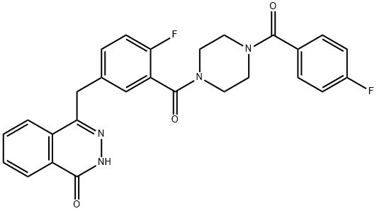 4-[[4-Fluoro-3-[[4-(4-fluorobenzoyl)-1-piperazinyl]carbonyl]phenyl]methyl]-1(2H)-phthalazinone Structure