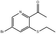 1-[5-Bromo-3-(ethylthio)-2-pyridinyl]ethanone 化学構造式