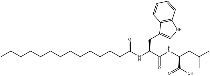 (S)-2-((S)-3-(1H-Indol-3-yl)-2-tetradecanamidopropanamido)-4-methylpentanoic acid,192722-67-1,结构式