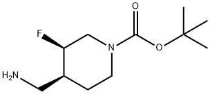 1-Piperidinecarboxylic acid, 4-(aminomethyl)-3-fluoro-, 1,1-dimethylethyl ester, (3R,4S)-,1932008-28-0,结构式