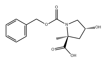 1,2-Pyrrolidinedicarboxylic acid, 4-hydroxy-2-methyl-, 1-(phenylmethyl) ester, (2S,4R)- 化学構造式