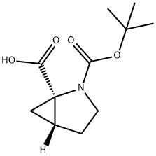 2-Azabicyclo[3.1.0]hexane-1,2-dicarboxylic acid, 2-(1,1-dimethylethyl) ester, (1R,5R)- 化学構造式