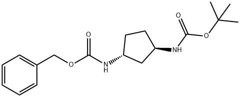 benzyl tert-butyl ((1S,3S)-cyclopentane-1,3-diyl)dicarbamate 化学構造式