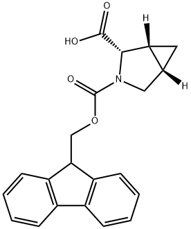 3-Azabicyclo[3.1.0]hexane-2,3-dicarboxylic acid, 3-(9H-fluoren-9-ylmethyl) ester, (1R,2S,5S)- Struktur