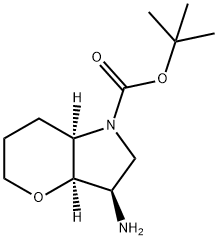 Pyrano[3,2-b]pyrrole-1(2H)-carboxylic acid, 3-aminohexahydro-, 1,1-dimethylethyl ester, (3R,3aR,7aR)- Struktur