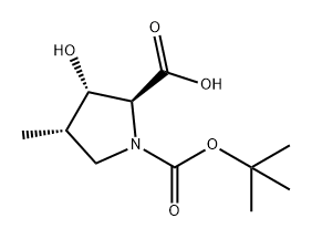 1,2-Pyrrolidinedicarboxylic acid, 3-hydroxy-4-methyl-, 1-(1,1-dimethylethyl) ester, (2S,3S,4S)- Structure