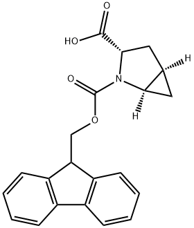 2-Azabicyclo[3.1.0]hexane-2,3-dicarboxylic acid, 2-(9H-fluoren-9-ylmethyl) ester, (1R,3S,5R)- Struktur