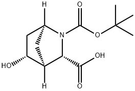 2-Azabicyclo[2.2.1]heptane-2,3-dicarboxylic acid, 5-hydroxy-, 2-(1,1-dimethylethyl) ester, (1S,3S,4S,5R)- Structure