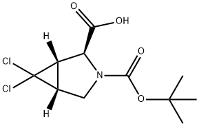 (+/-)-(1S*,2S*,5R*)-3-(tert-butoxycarbonyl)-6,6-dichloro-3-azabicyclo[3.1.0]hexane-2-carboxylic acid,1932796-74-1,结构式