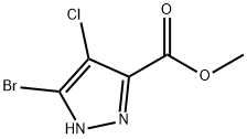 1H-Pyrazole-3-carboxylic acid, 5-bromo-4-chloro-, methyl ester 化学構造式