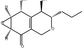 2H-Oxireno[g][2]benzopyran-2-one, 1a,3,5,6,7,7a-hexahydro-6,7-dihydroxy-5-propyl-, (1aS,5S,6R,7R,7aS)- Structure