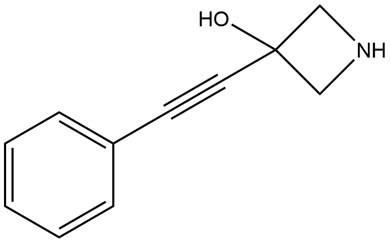 3-(2-Phenylethynyl)-3-azetidinol 化学構造式